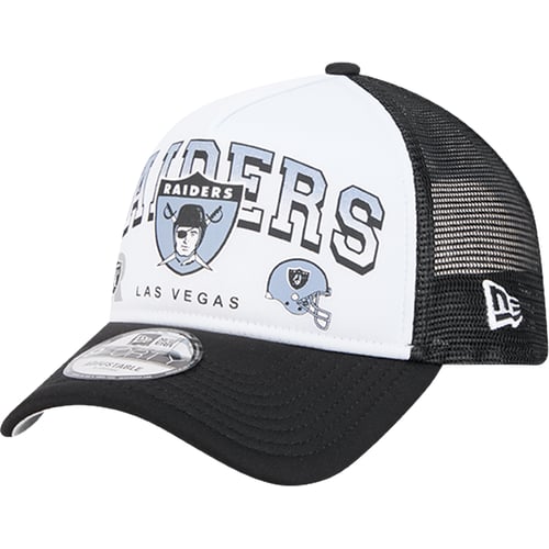 Kapa New Era NFL Las Vegas Raiders Retro Wordmark 9FORTY A-Frame Trucker Cap Bela | 60573567