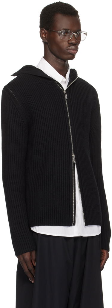 Pleteni pulover Helmut Lang Helmut Lang Rib Knit Zip Hoodie Črna | O07HM799, 1