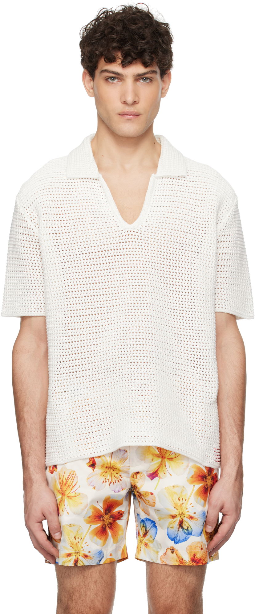 Srajce Orlebar Brown Batten Crochet Polo Shirt Bela | 277182