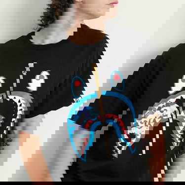 Majica BAPE Abc Camoilo Shark Graphic Tee, Size Large Črna | 002TEL301003M-BBU, 5