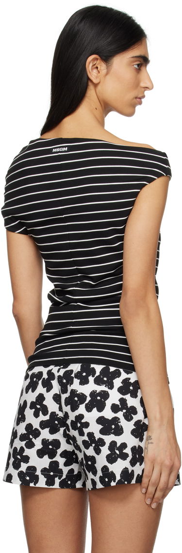 Majica brez rokavov MSGM MSGM Striped Off-Shoulder Top Črna | 3841MDM02 257115, 2