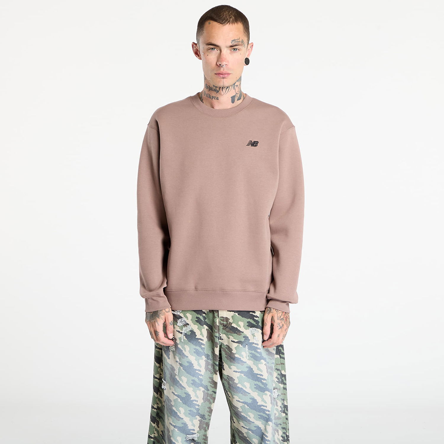 Pulover New Balance New Balance Linear Graphic Fleece Crew Sweatshirt Rjava | MT53529EAS, 0