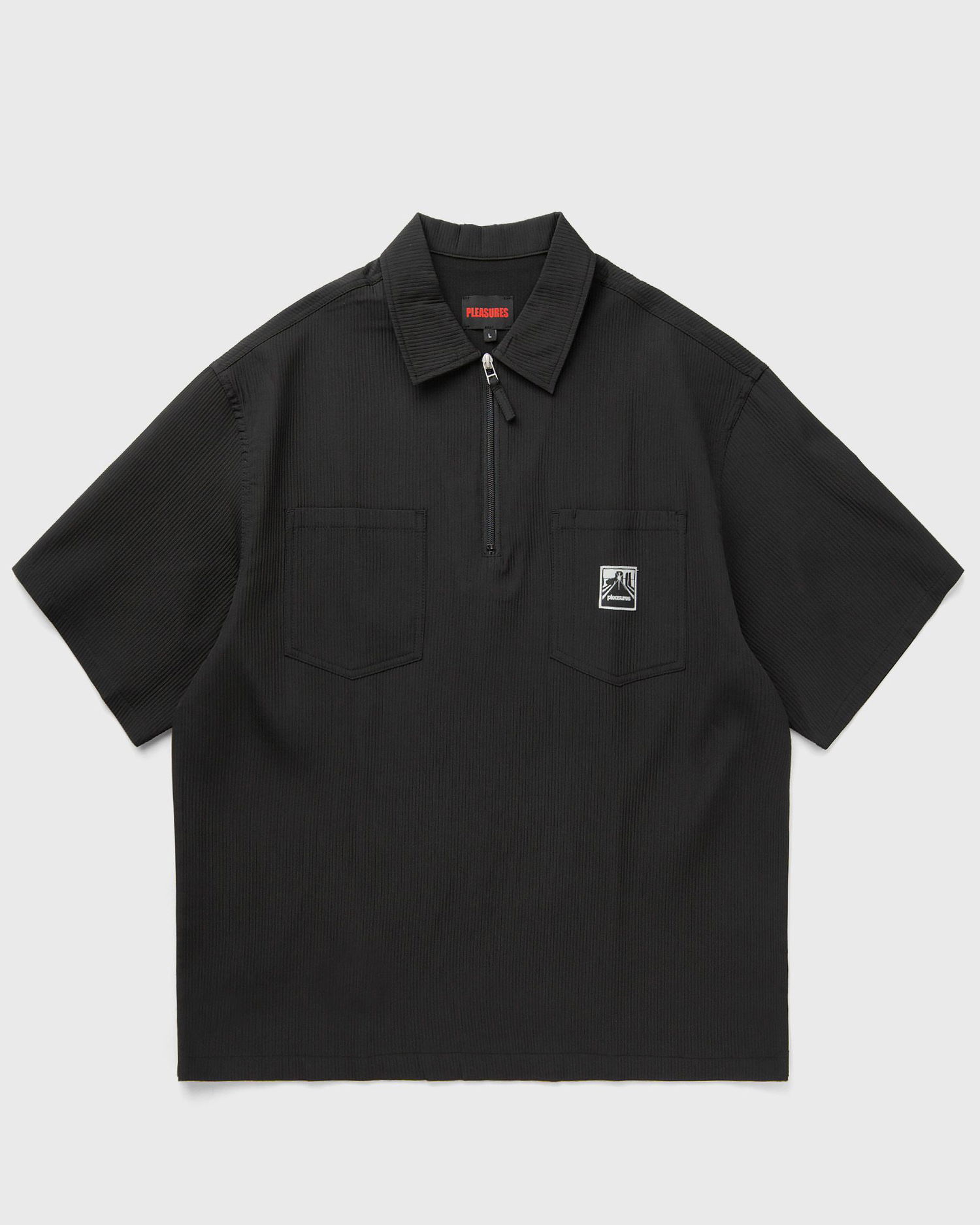 Polo majica Pleasures Pleasures Electron Zip Pique Polo Shirt Črna | P25SP023-BLACK, 0