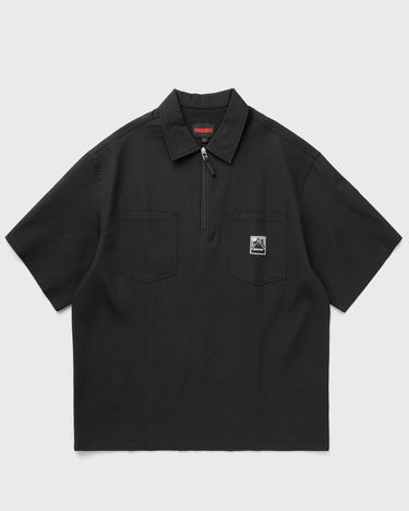 Polo majica Pleasures Pleasures Electron Zip Pique Polo Shirt Črna | P25SP023-BLACK, 0