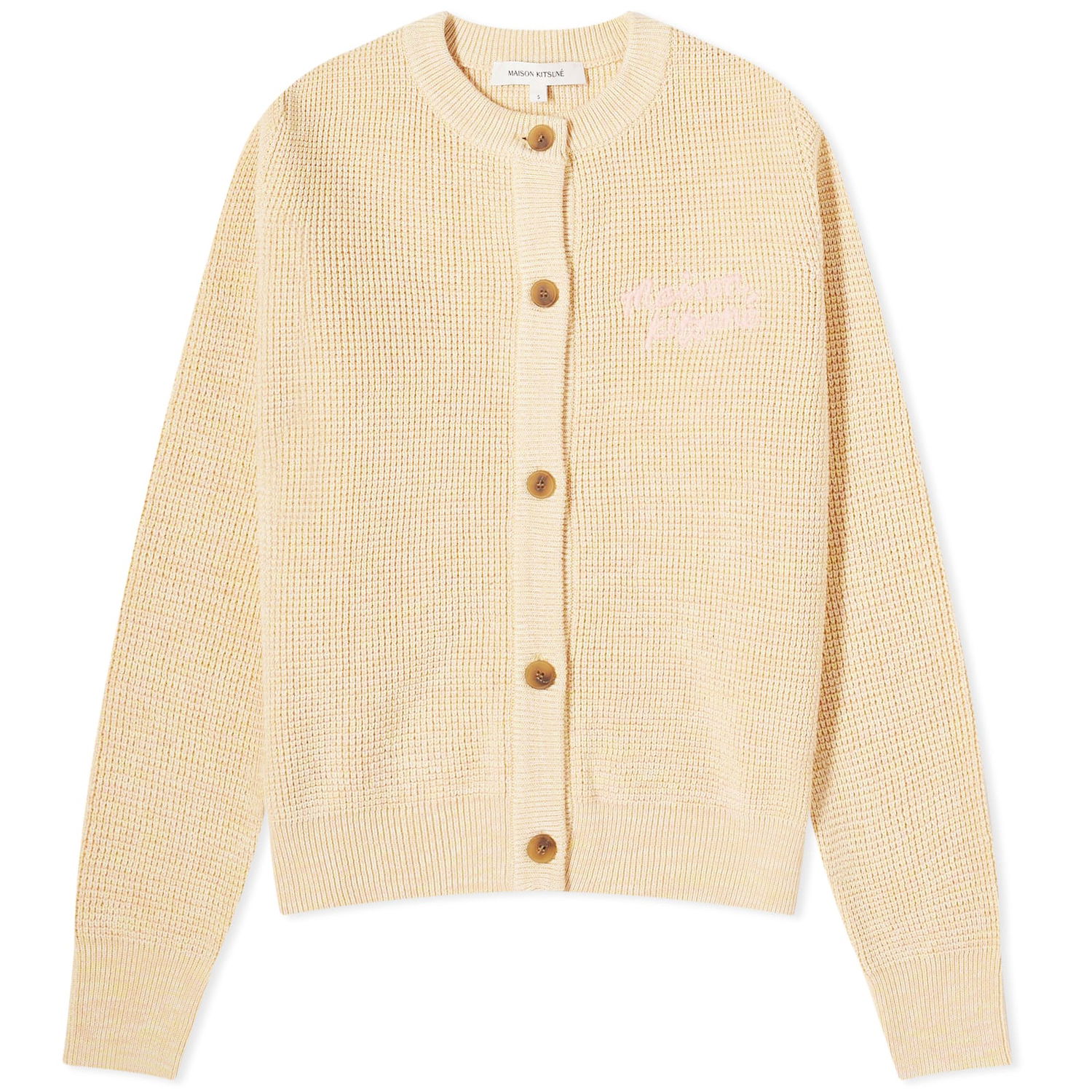 Pleteni pulover MAISON KITSUNÉ Maison Kitsuné Handwriting Comfort Cardigan Bež | MW00504KT1108-H712, 0