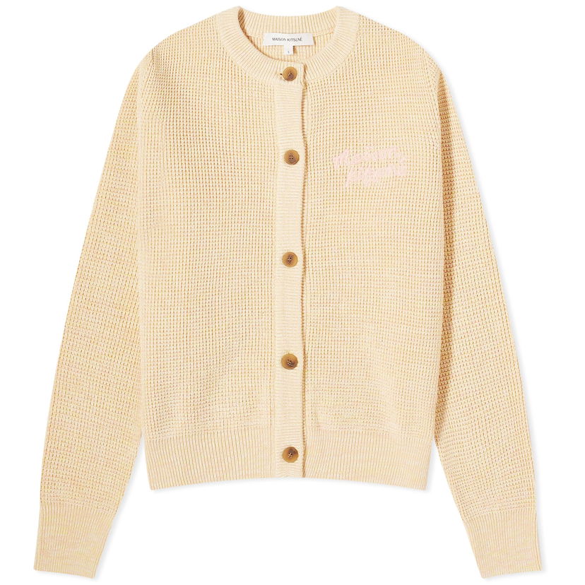 Pleteni pulover MAISON KITSUNÉ Maison Kitsuné Handwriting Comfort Cardigan Bež | MW00504KT1108-H712