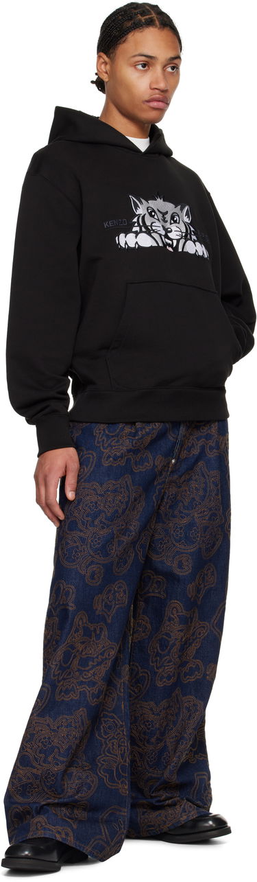 Pulover KENZO Happy Tiger Embroidered Hoodie Črna | FF55SW2644MF, 3