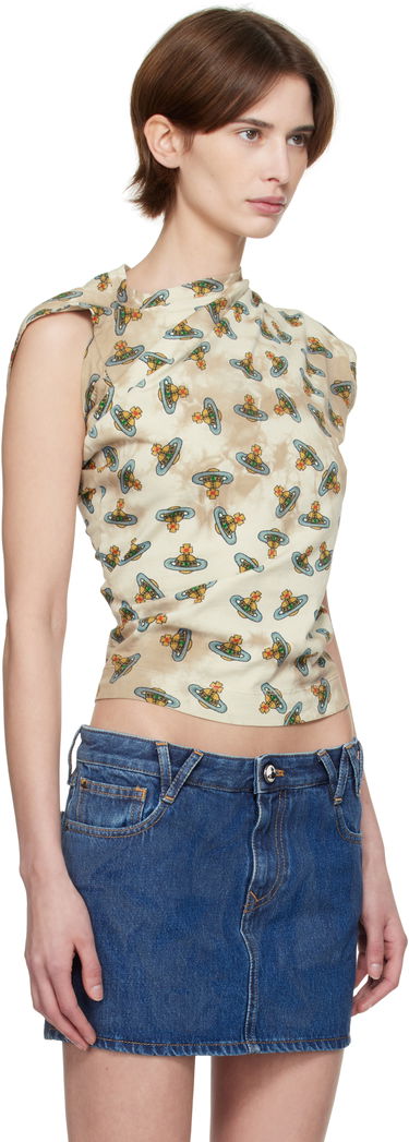 Krop-top Vivienne Westwood Vivienne Westwood Hebo Orb Print T-Shirt Bež | 1504000A-J008V-, 1