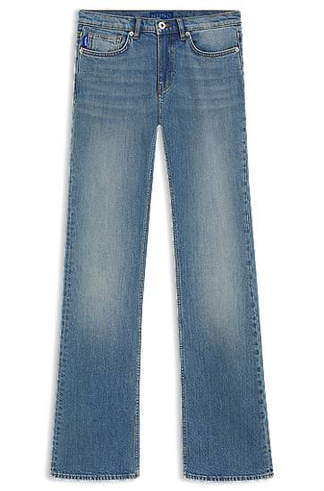 Kavbojke BOSS Comfort-Stretch Flared Leg Jeans Modra | 50541829