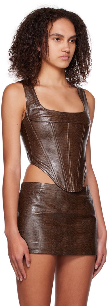 Krila Miaou Miaou Campbell Faux Leather Corset Tank Top Rjava | 7020PYPCPY, 1