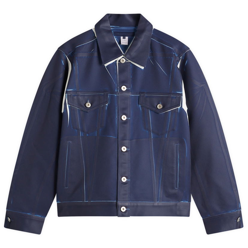 Bomber jakna Comme des Garçons CDG SHIRT Garment Printed Twill Trucker Jacket Modra | FO-J503-051-1