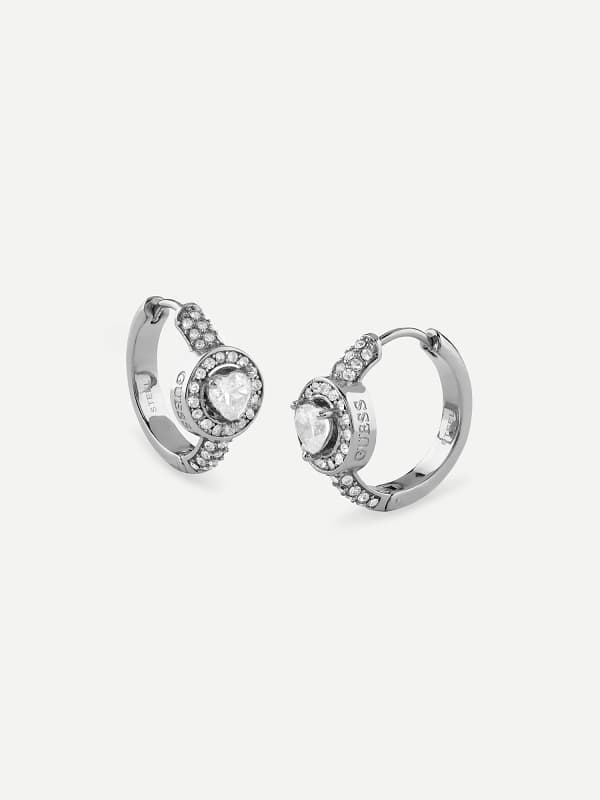 Uhani GUESS Stone Studded Huggie Earrings Siva | JUBE04670JW