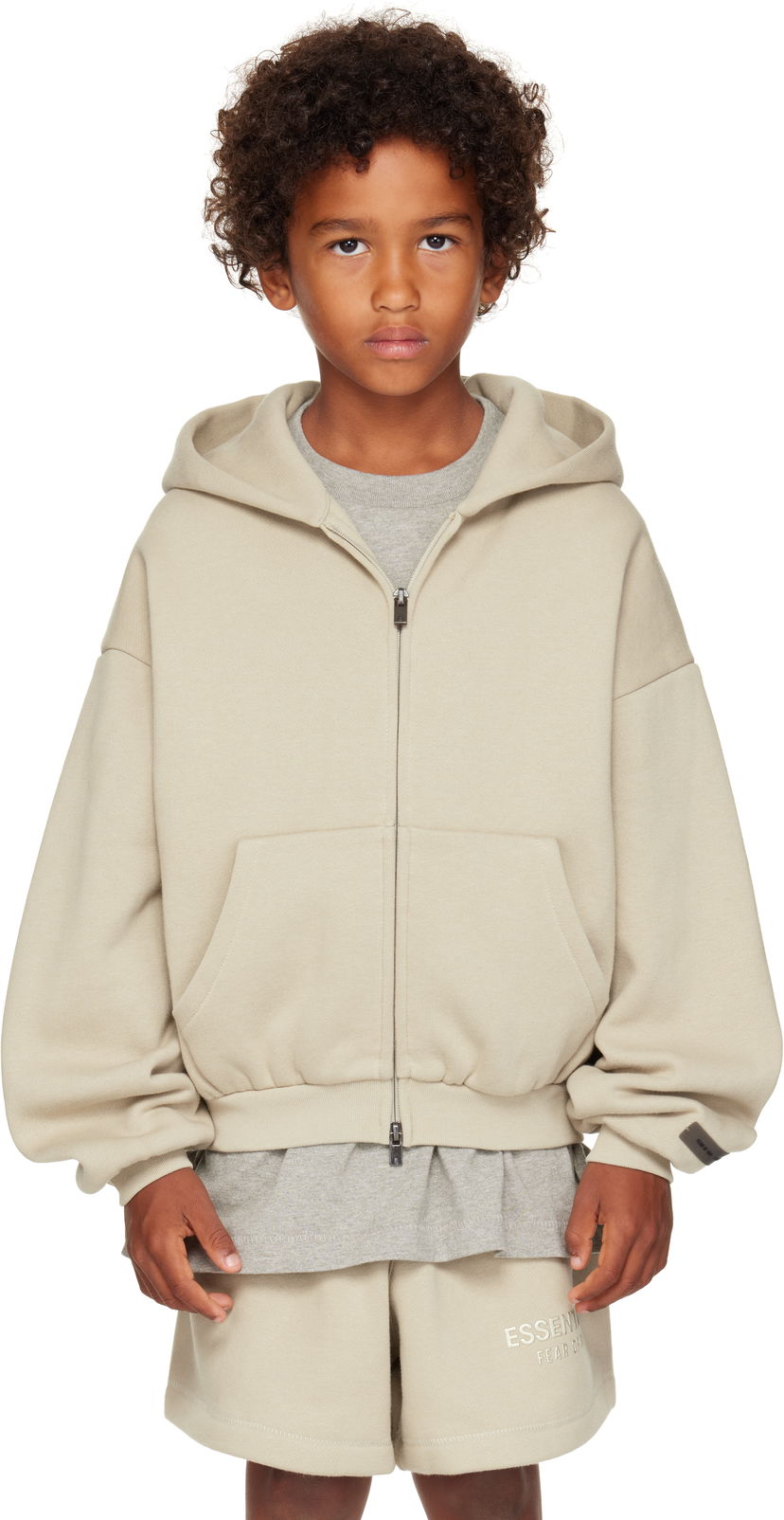 Pulover Fear of God ESSENTIALS Kids Fleece Zip-Up Hoodie Bež | 785SP252036K