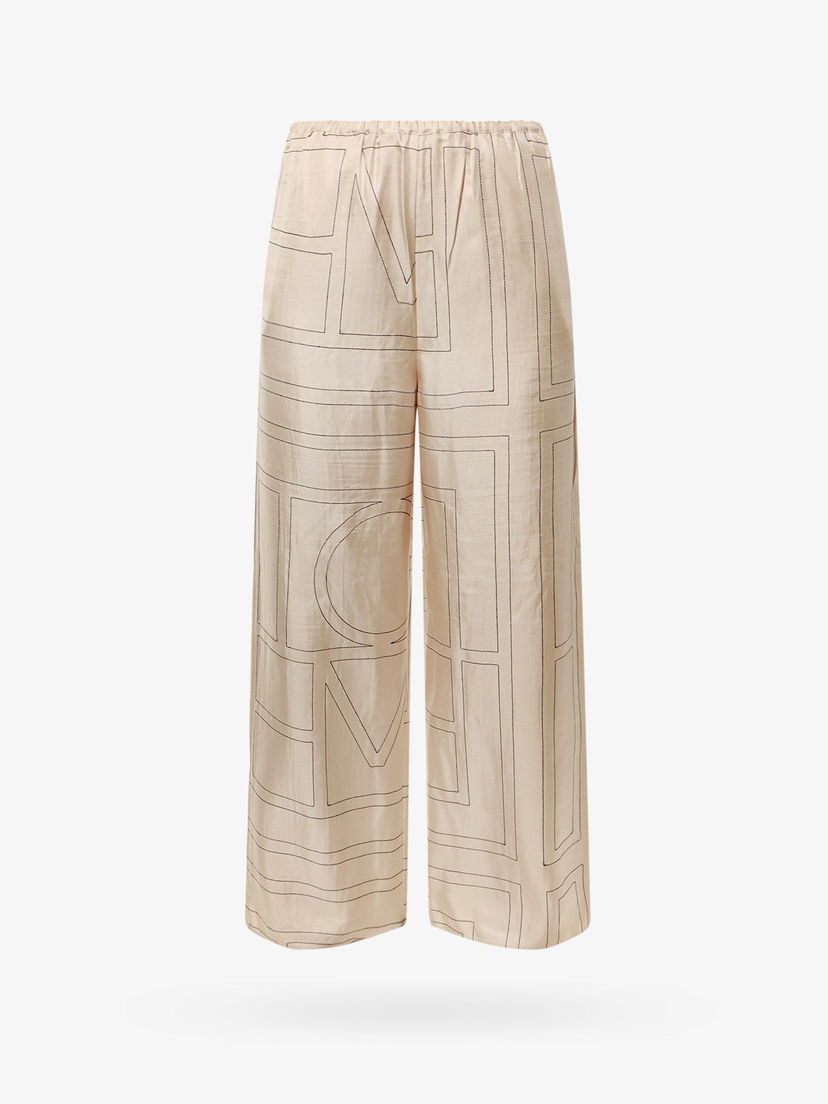 Hlače TOTEME Geometric-Print Silk Wide-Leg Trousers by Toteme Bež | 213255707926