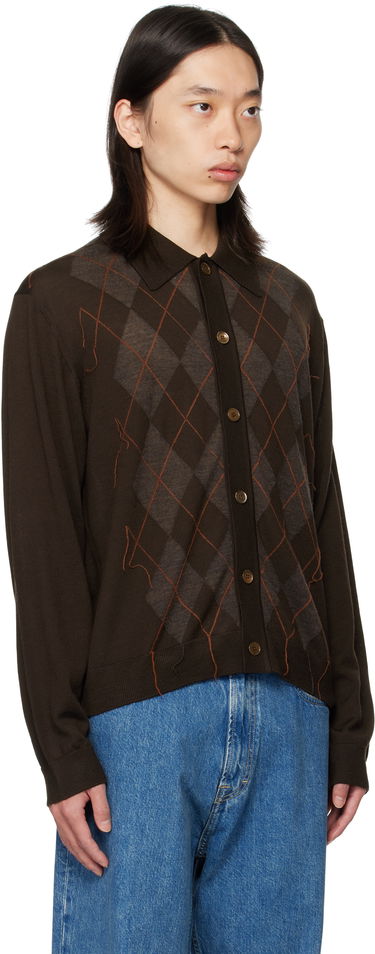 Pleteni pulover OUR LEGACY Our Legacy Evening Argyle Cardigan Rjava | M4253EP, 1