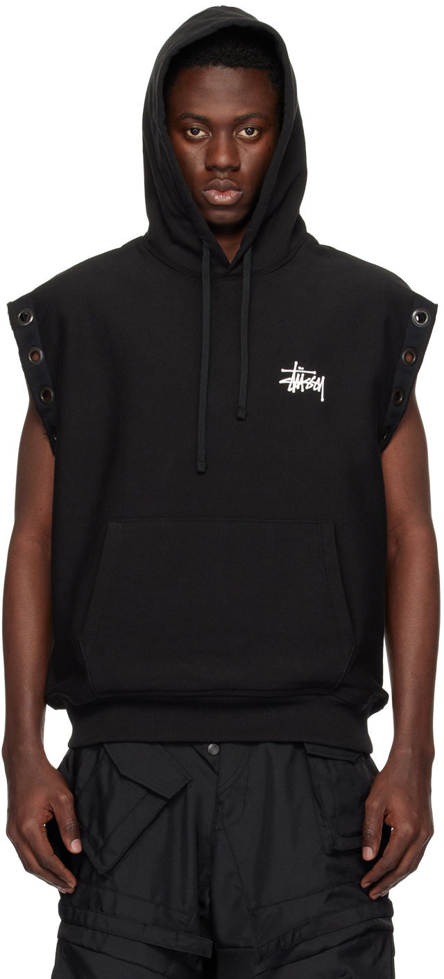 Pulover Junya Watanabe Junya Watanabe x Stüssy Sleeveless Hoodie Črna | WM-T909-100