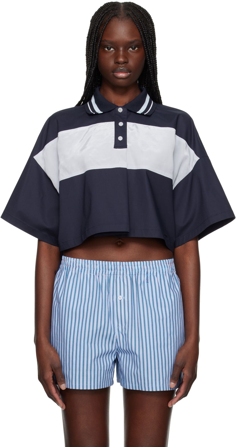 Krop-top We11done We11done Color Block Cropped Polo Mornarica | WD-BL1-25-132-W-NV