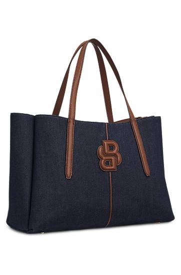 Tote bag BOSS Denim Tote Bag with Double B Monogram Modra | 50547575, 1