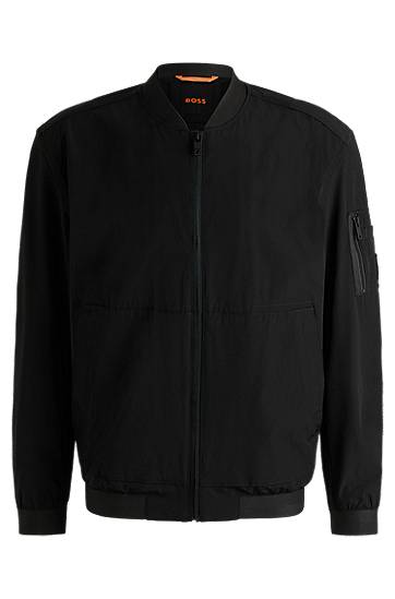 Bomber jakna BOSS Four-Way Stretch Crinkle Fabric Bomber Jacket Črna | 50537058