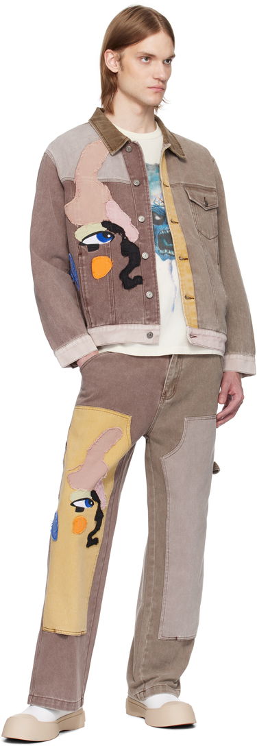 Jakna KidSuper KidSuper Patchwork Face Colorblocked Twill Jacket Rjava | SS25-OW-10, 3