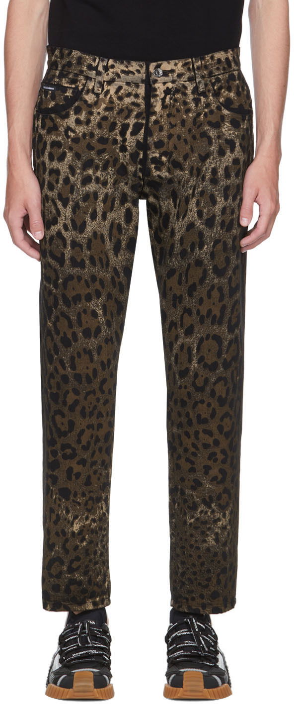 Kavbojke Dolce & Gabbana Dolce & Gabbana Leopard Print Jeans Rjava | GYJDAD G8EI1
