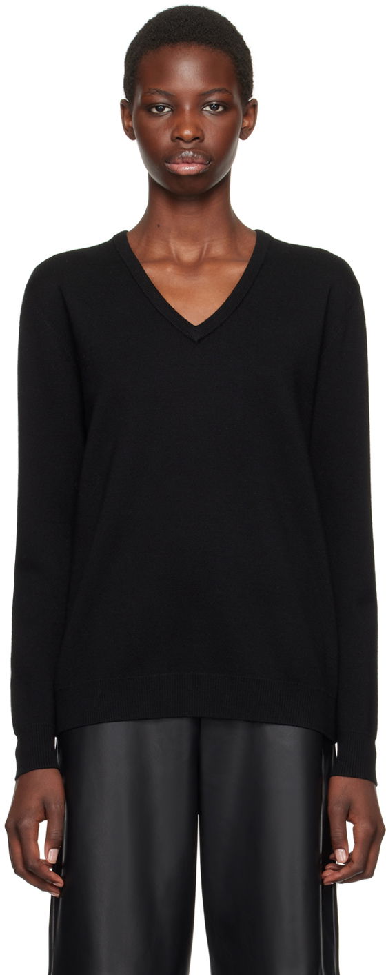 Pleteni pulover Max Mara V-Neck Sweater Črna | 2421366122600 MM12120