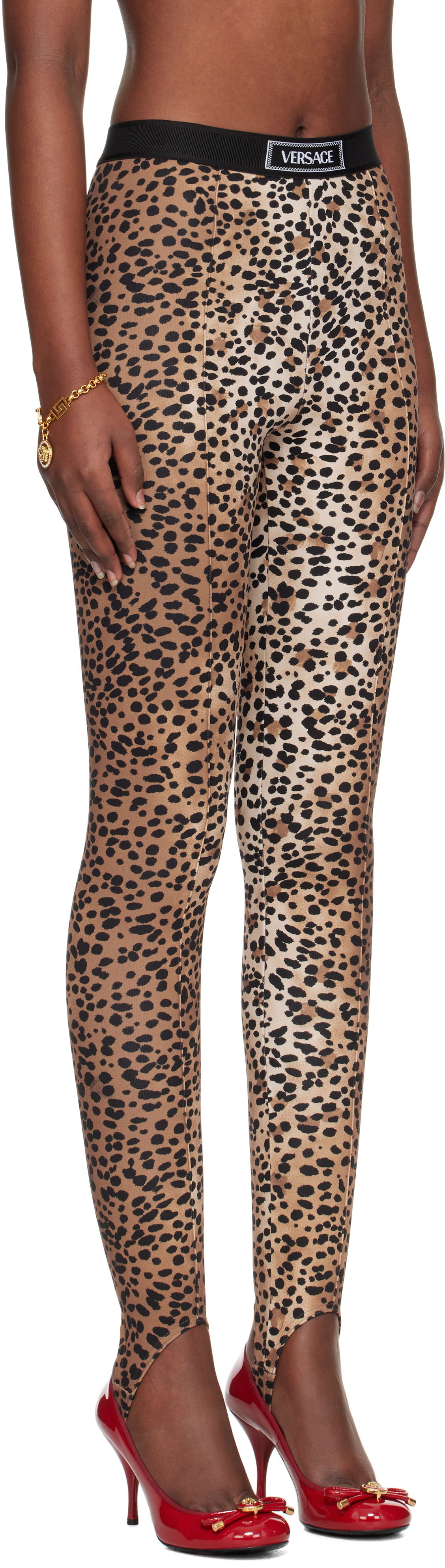 Pajkice Versace Versace Leopard Print Stirrup Leggings Rjava | 1015879_1A13676_5N540, 1