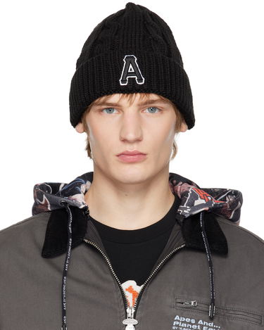 Beanie AAPE by A Bathing Ape A Bathing Ape Aape Main Knit Beanie with Logo Črna | AAPHTM5288XXNBKX, 0