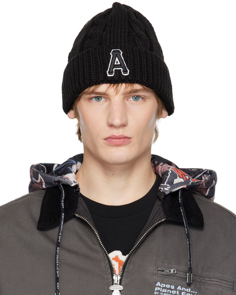 Beanie AAPE by A Bathing Ape A Bathing Ape Aape Main Knit Beanie with Logo Črna | AAPHTM5288XXNBKX