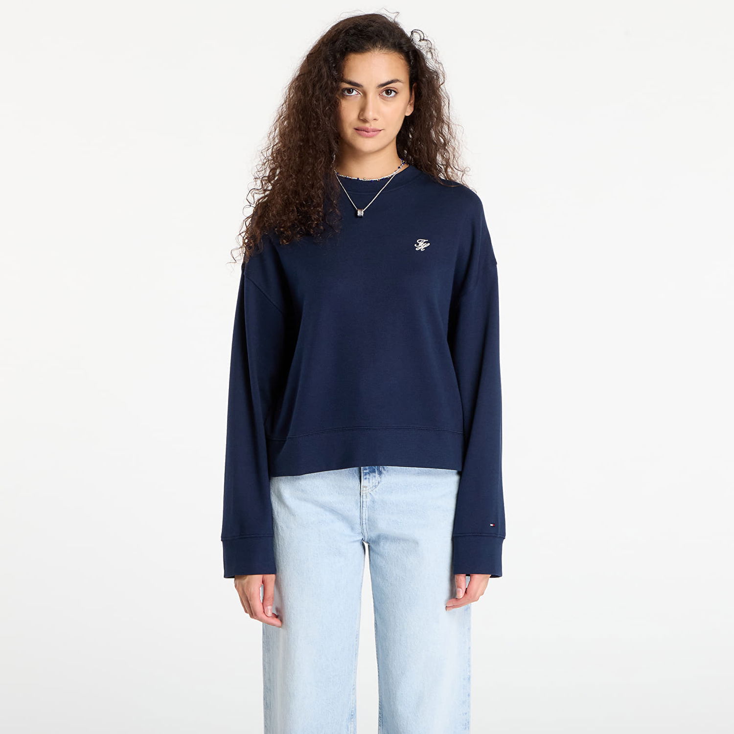 Pulover Tommy Hilfiger Tommy Hilfiger Script Pique Sweatshirt Mornarica | WW0WW46152 C1G, 0