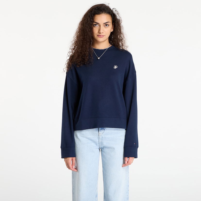 Pulover Tommy Hilfiger Tommy Hilfiger Script Pique Sweatshirt Mornarica | WW0WW46152 C1G