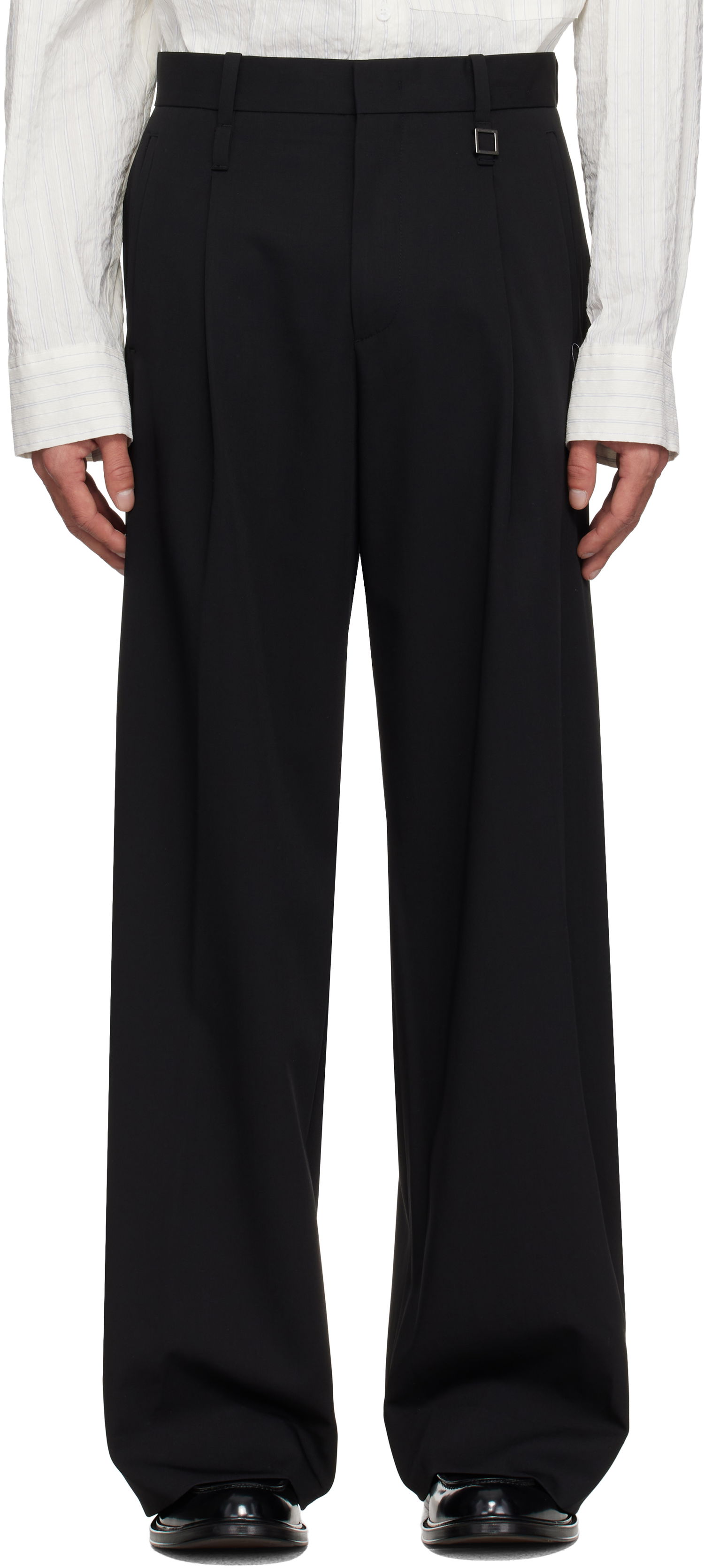 Hlače WOOYOUNGMI WOOYOUNGMI Wool Wide Leg Trousers Črna | W251PT03, 0