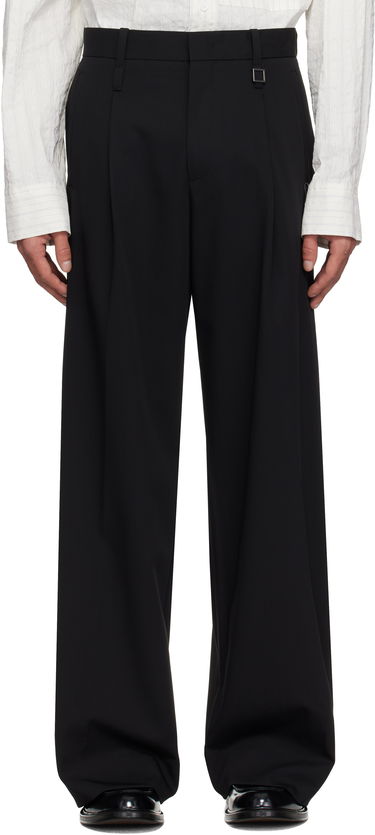 Hlače WOOYOUNGMI WOOYOUNGMI Wool Wide Leg Trousers Črna | W251PT03, 0