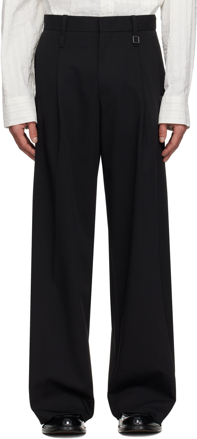 Hlače WOOYOUNGMI WOOYOUNGMI Wool Wide Leg Trousers Črna | W251PT03