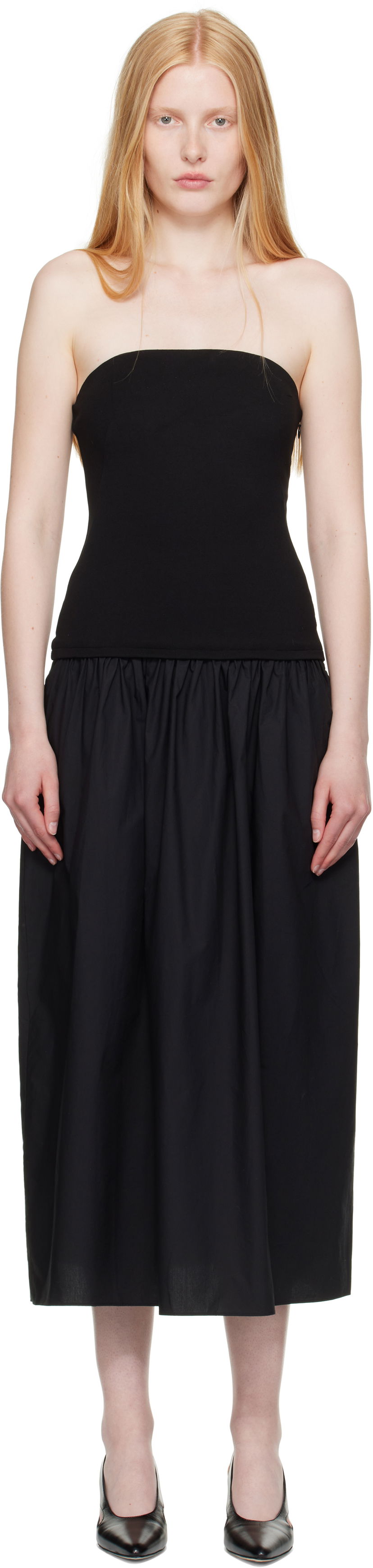 Obleke rag & bone rag & bone Irina Mixed-Media Midi Dress Črna | WAC25P3017D817