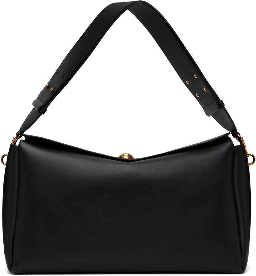 Torba za čez ramo AMI AMI Paris Large Carrousel Leather Shoulder Bag Črna | ULL028.AL0103