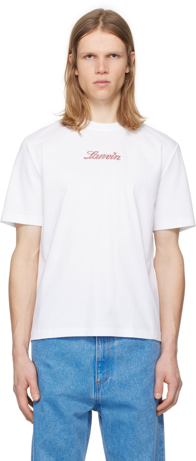 Majica LANVIN Lanvin Bouclette Script Logo T-Shirt Bela | RM-TS0115-J134-P25