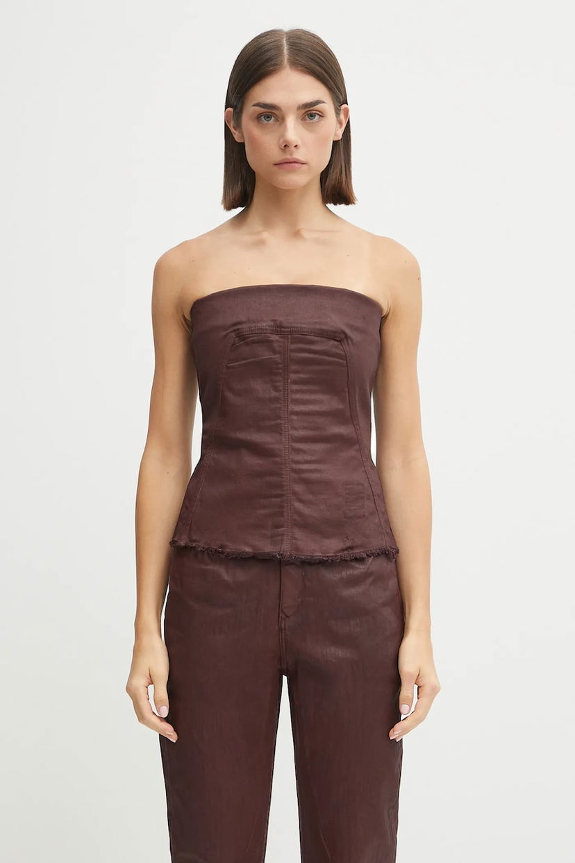 Majica brez rokavov Rick Owens Rick Owens DRKSHDW Bustier Top Rjava | DS02E7129.SDSW