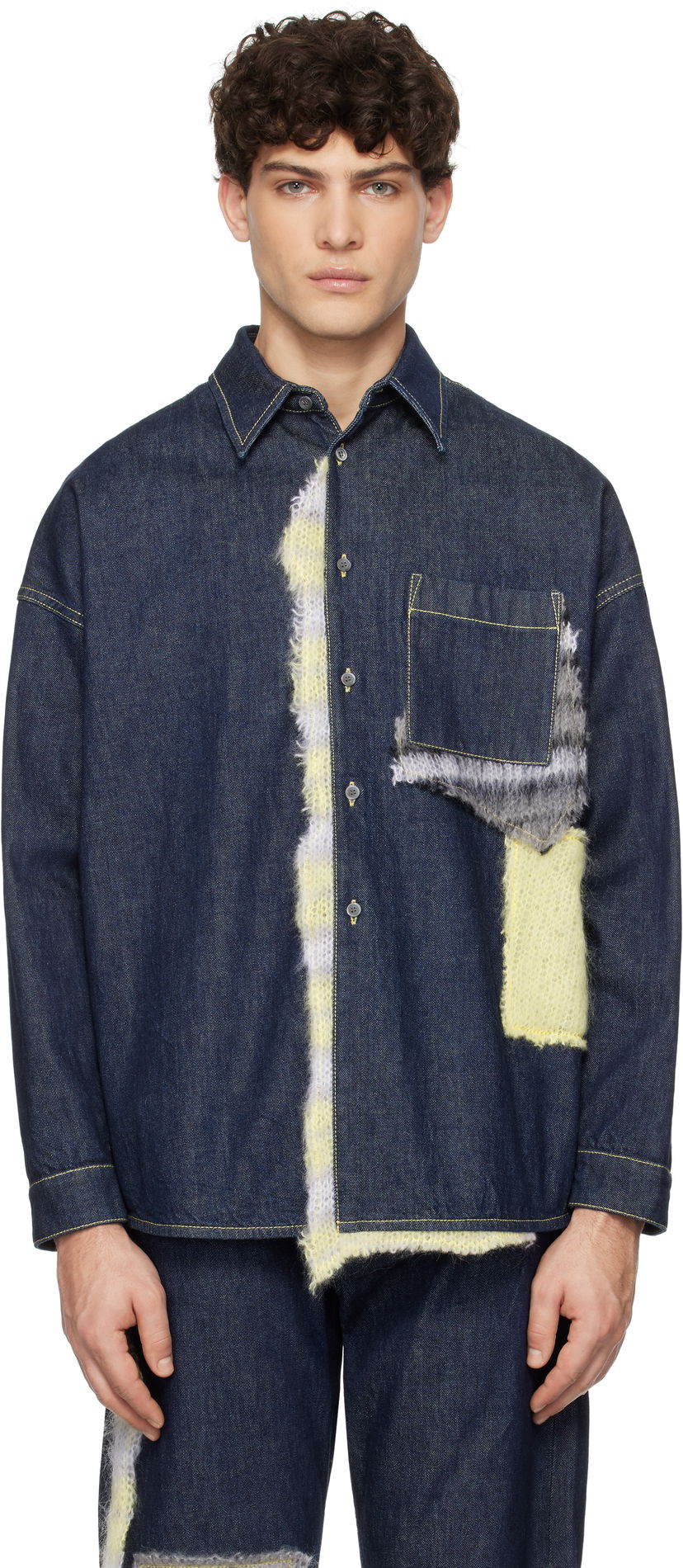 Srajce Marni Marni Wool Patched Denim Shirt Modra | CUJU0061LX USCX27