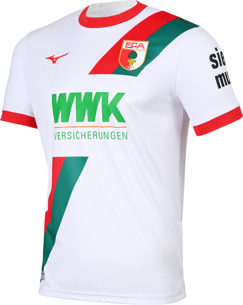 Dres Mizuno FC Augsburg Home Jersey 2025/26 Bela | p2gacx10-01