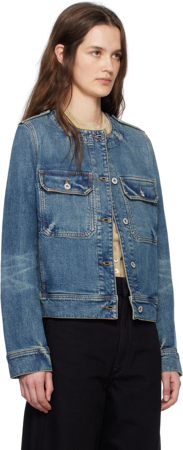 Jakna KENZO Kenzo Paris Collarless Denim Jacket Modra | FF52DV2506S7, 1