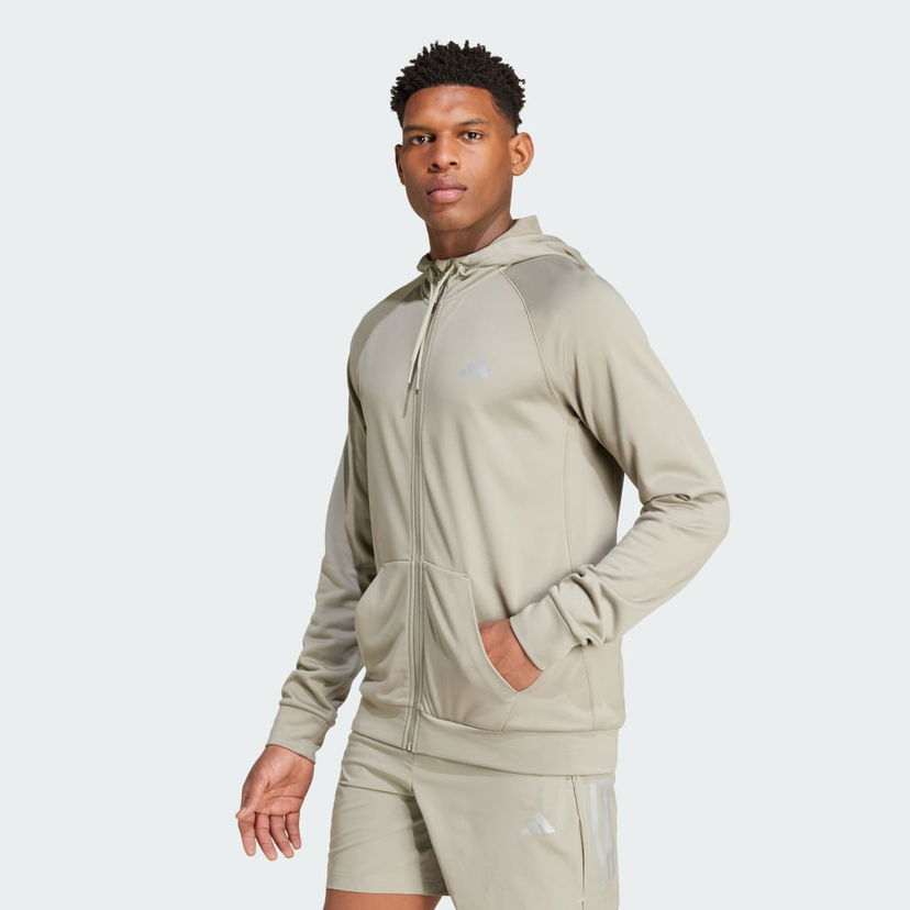 Pulover adidas Performance Training 3-Stripes Full-Zip Hoodie Zelena | IW8395