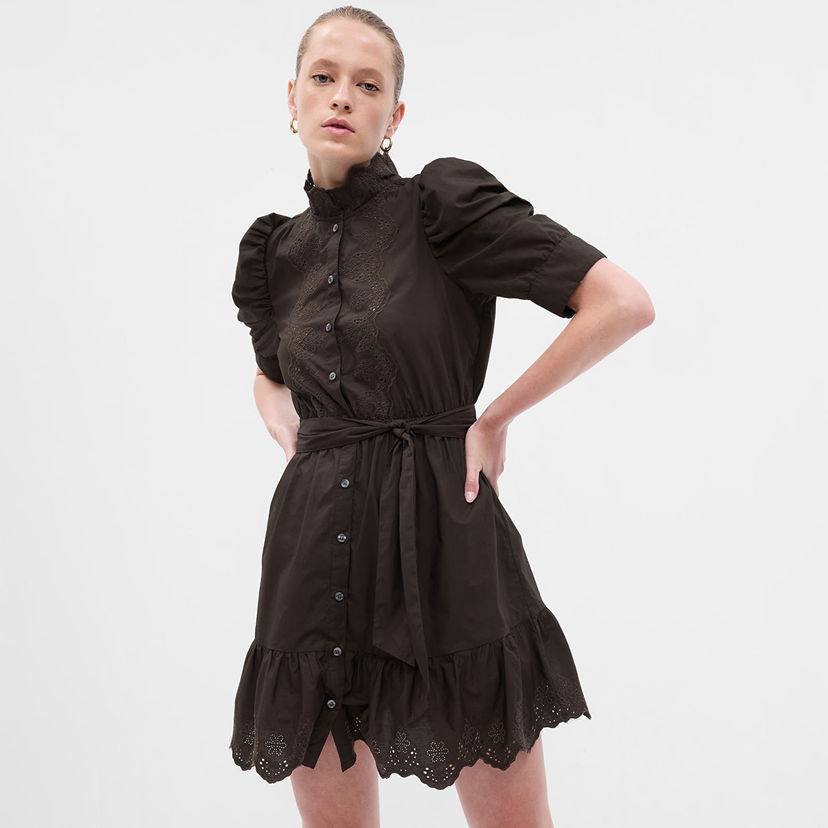 Obleke GAP Mini Shirtdress Brown Noir Rjava | 792564-01