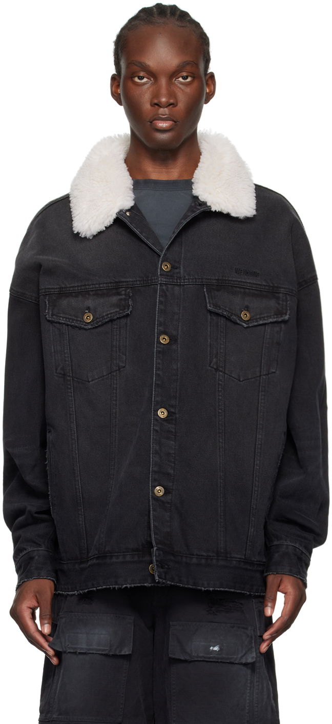 Jakna We11done Oversized Denim Jacket with Fur Collar Črna | WD-DJ2-24-363-U-BK, 0