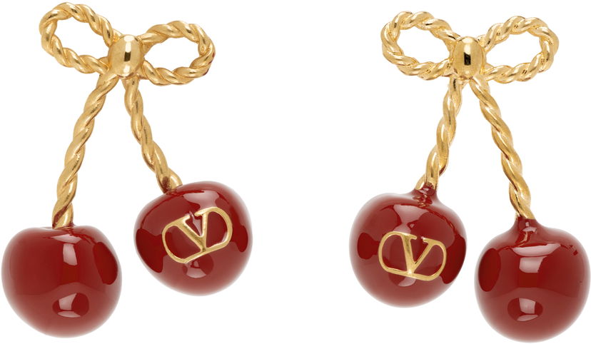 Uhani Valentino Valentino Garavani Chez 'Valentino' Cherry Earrings Rdeča | 6W0J0Z80MJP