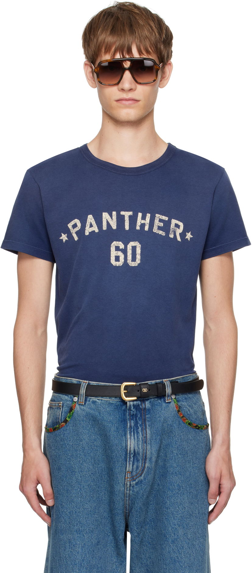 Majica Valentino Valentino 'Chez Valentino' Panther 60 Graphic T-Shirt Modra | 7V3MG17EAYD