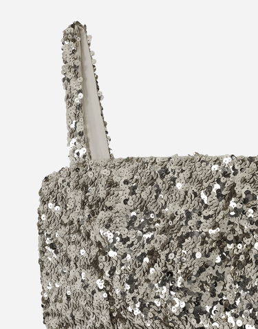 Krop-top Dolce & Gabbana Sequined Crop Top With Straps Kovinski | F79AATFLMIIS0997, 2