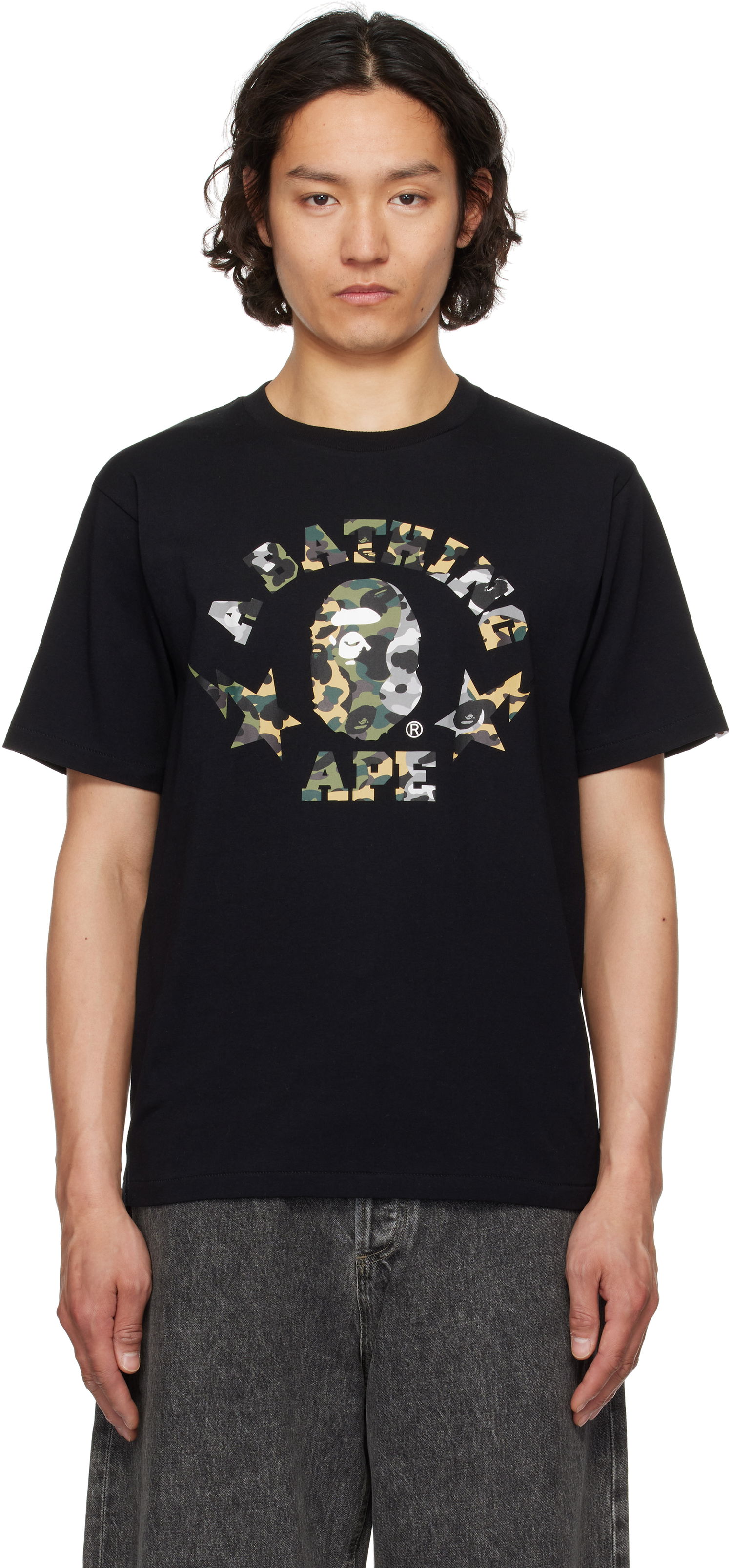 Majica BAPE 1st Camo Crazy STA College T-Shirt Črna | 001TEL301016M, 0