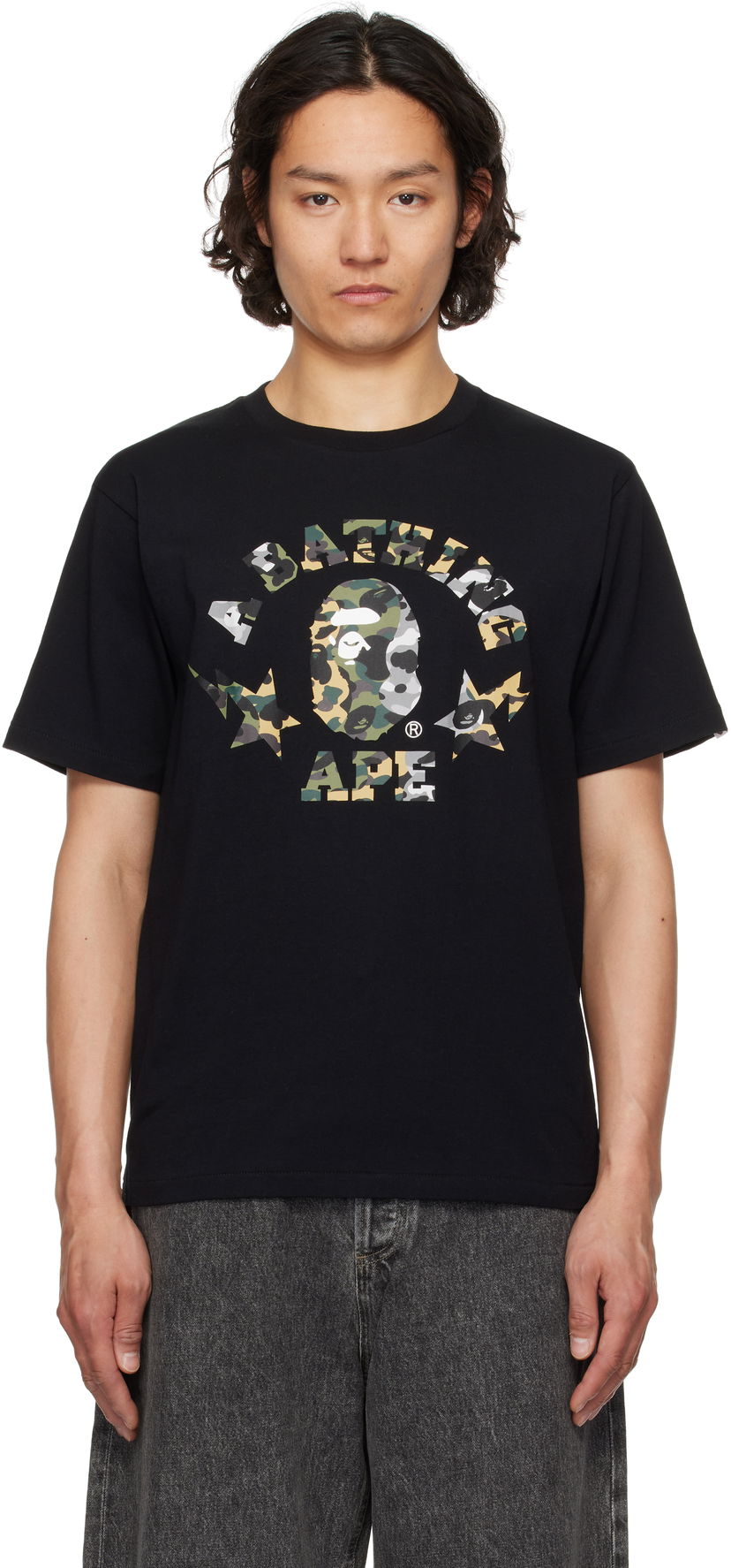 Majica BAPE 1st Camo Crazy STA College T-Shirt Črna | 001TEL301016M