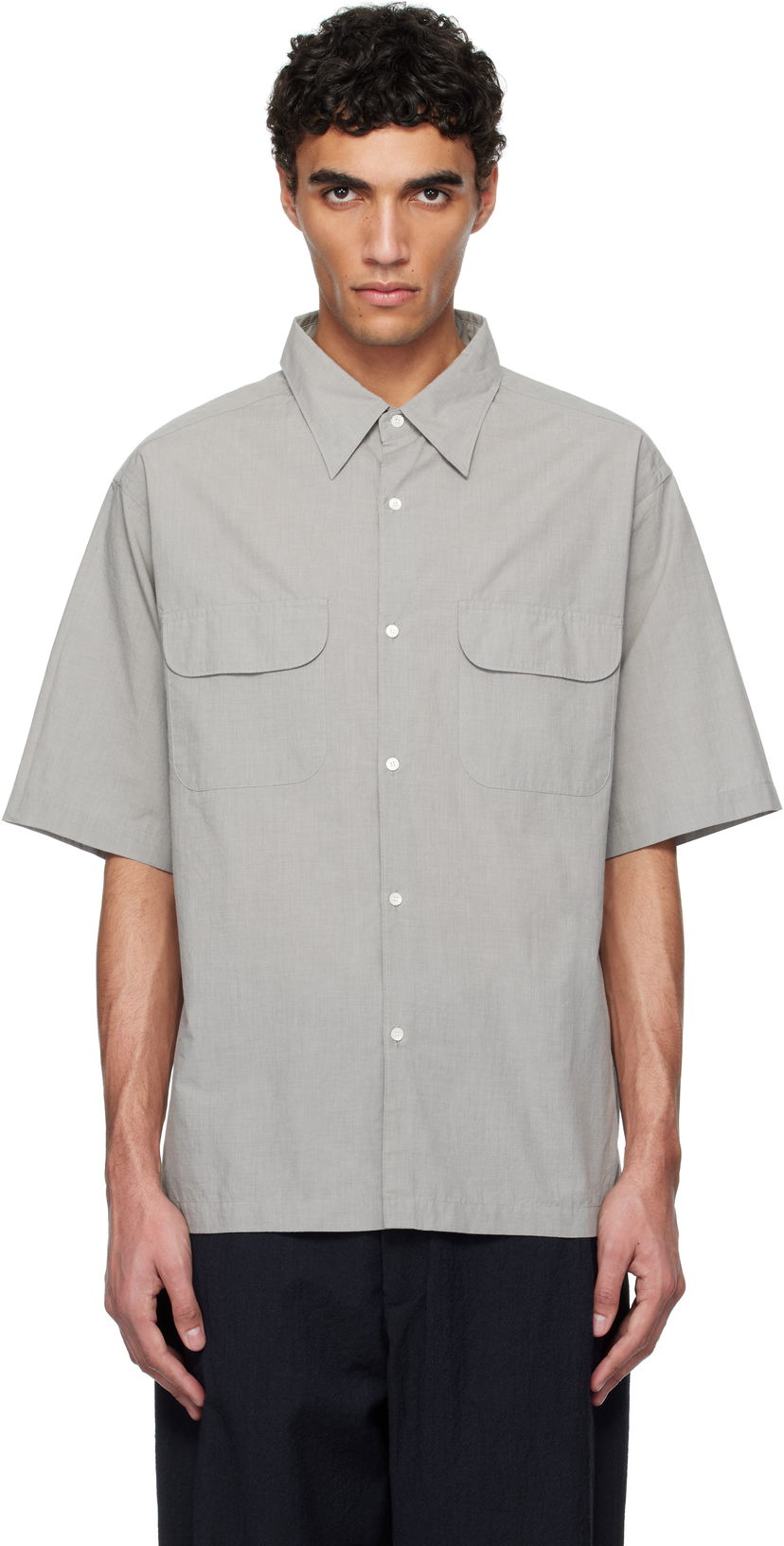 Srajce NANAMICA nanamica Regular Collar End on End Short Sleeve Shirt Siva | S25SG075U
